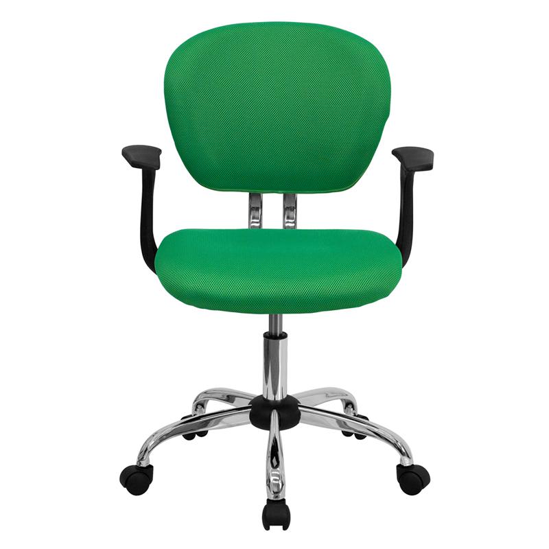 Mid-Back Bright Green Mesh Padded Swivel Task Office Chair With Chrome Base And Arms By Flash Furniture | Office Chairs | Modishstore - 4