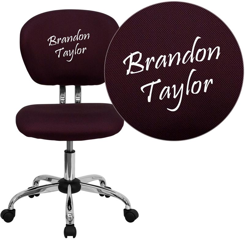 Personalized Mid-Back Burgundy Mesh Swivel Task Office Chair With Chrome Base By Flash Furniture | Office Chairs | Modishstore - 1