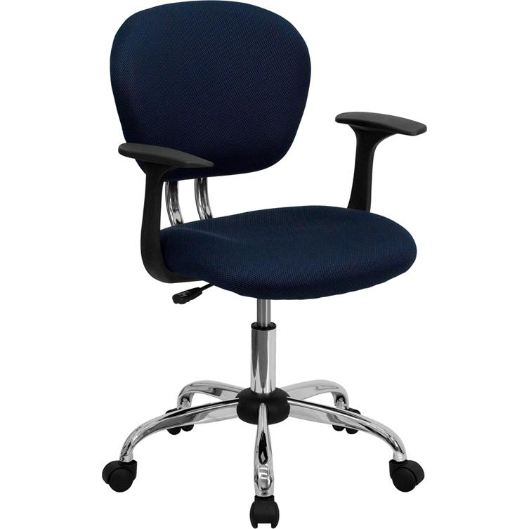 Mid-Back Navy Mesh Padded Swivel Task Office Chair With Chrome Base And Arms By Flash Furniture | Office Chairs | Modishstore - 1