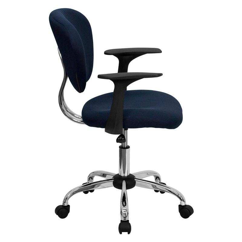 Mid-Back Navy Mesh Padded Swivel Task Office Chair With Chrome Base And Arms By Flash Furniture | Office Chairs | Modishstore - 2