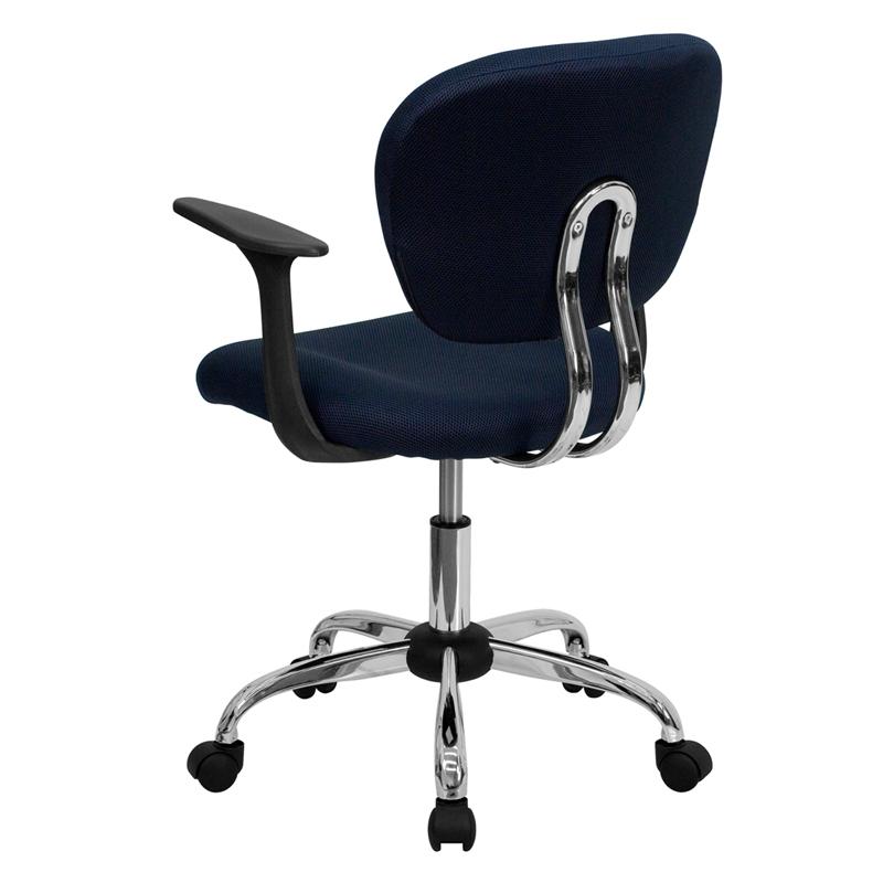 Mid-Back Navy Mesh Padded Swivel Task Office Chair With Chrome Base And Arms By Flash Furniture | Office Chairs | Modishstore - 3