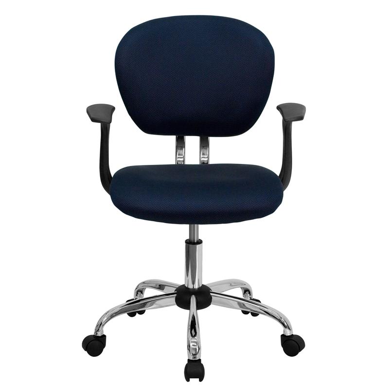 Mid-Back Navy Mesh Padded Swivel Task Office Chair With Chrome Base And Arms By Flash Furniture | Office Chairs | Modishstore - 4