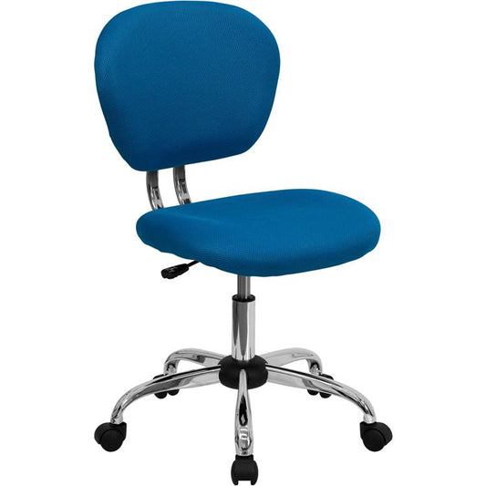 Mid-Back Turquoise Mesh Padded Swivel Task Office Chair With Chrome Base By Flash Furniture | Office Chairs | Modishstore - 1