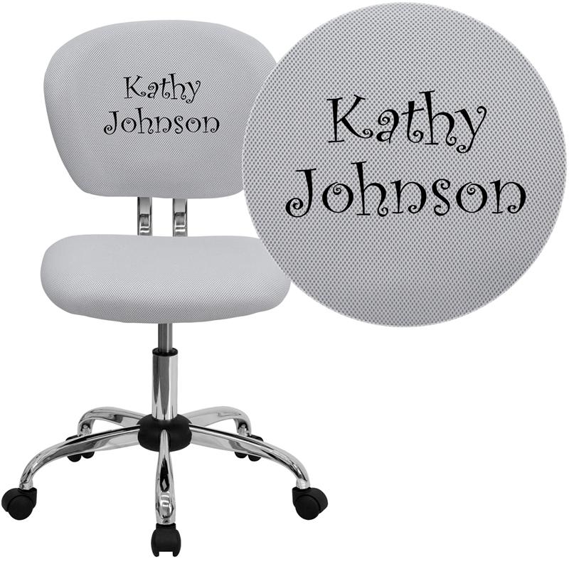 Personalized Mid-Back White Mesh Swivel Task Office Chair With Chrome Base By Flash Furniture | Office Chairs | Modishstore - 1