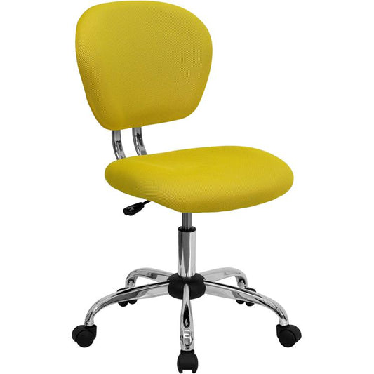 Mid-Back Yellow Mesh Padded Swivel Task Office Chair With Chrome Base By Flash Furniture | Office Chairs | Modishstore - 1