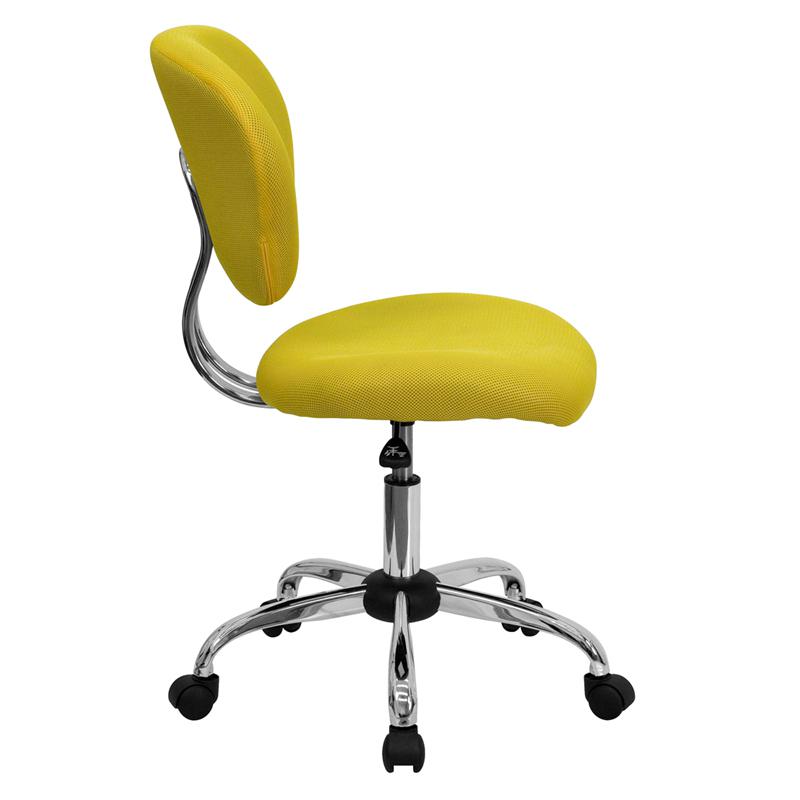 Mid-Back Yellow Mesh Padded Swivel Task Office Chair With Chrome Base By Flash Furniture | Office Chairs | Modishstore - 2