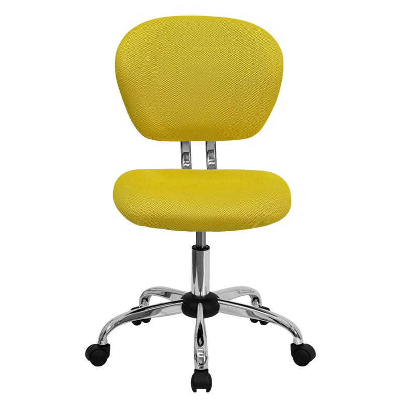 Mid-Back Yellow Mesh Padded Swivel Task Office Chair With Chrome Base By Flash Furniture | Office Chairs | Modishstore - 4