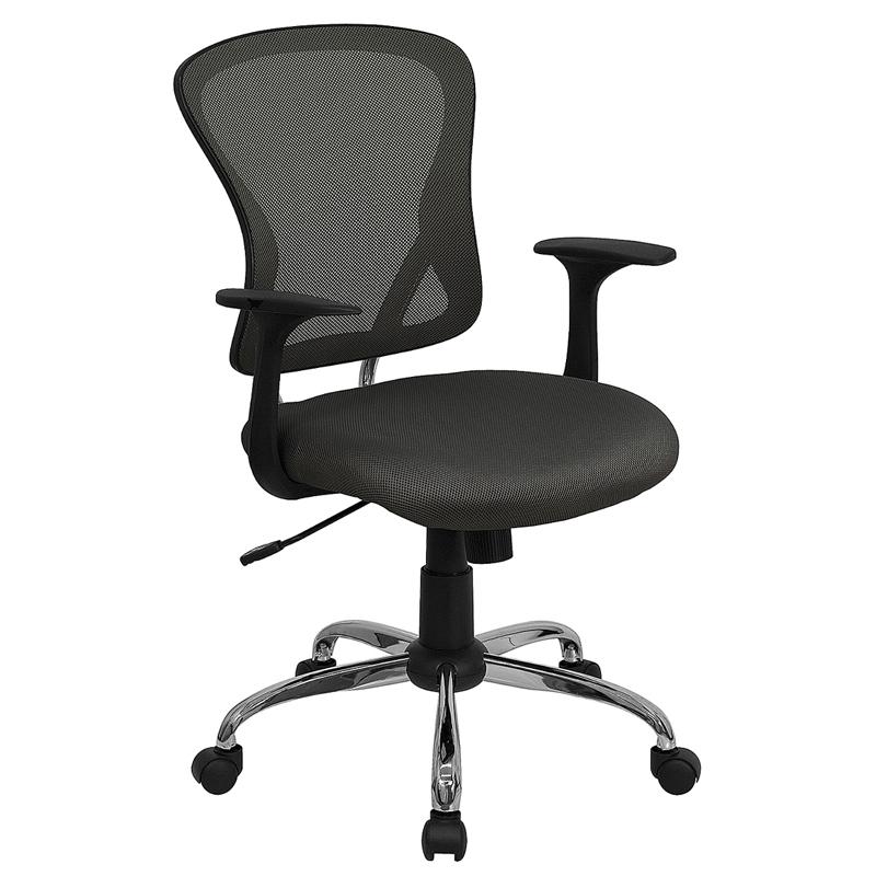 Mid-Back Dark Gray Mesh Swivel Task Office Chair With Chrome Base And Arms By Flash Furniture | Office Chairs | Modishstore - 1