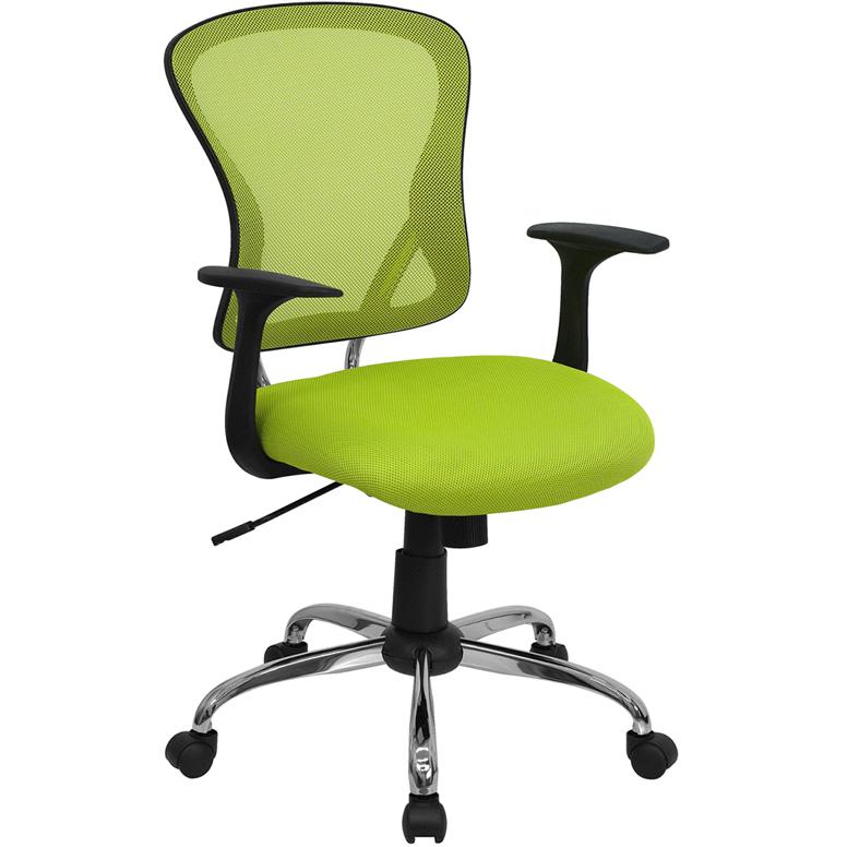 Mid-Back Green Mesh Swivel Task Office Chair With Chrome Base And Arms By Flash Furniture | Office Chairs | Modishstore - 1