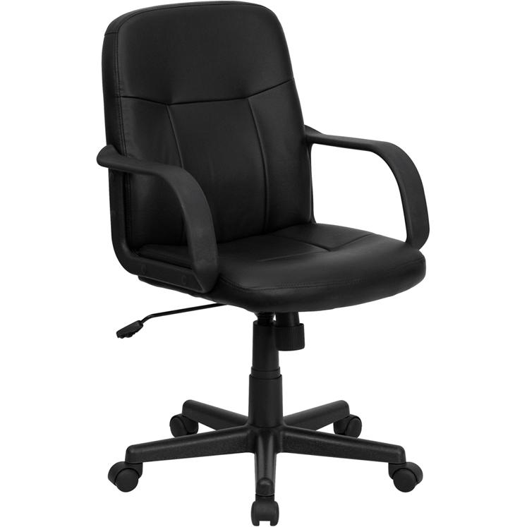 Mid-Back Black Glove Vinyl Executive Swivel Office Chair With Arms By Flash Furniture | Office Chairs | Modishstore - 1