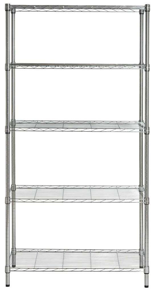 Safavieh Alpha 5 Tier Chrome Wire Shelving (35 In W X 18 In D X 71 In H) - Chrome | Shelves & Shelving Units | Modishstore