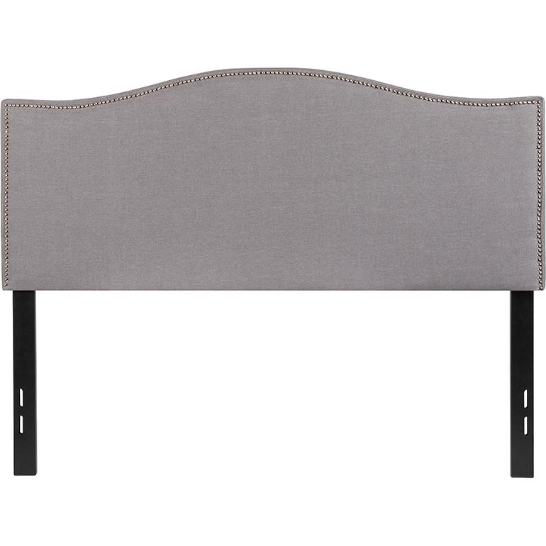 Lexington Upholstered Full Size Headboard With Accent Nail Trim In Light Gray Fabric By Flash Furniture | Headboards | Modishstore - 2