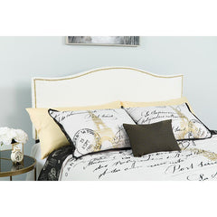 Lexington Upholstered Twin Size Headboard With Accent Nail Trim In White Fabric By Flash Furniture