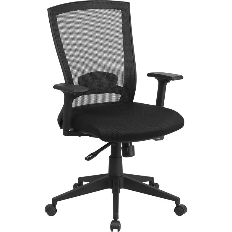 Mid-Back Black Mesh Executive Swivel Ergonomic Office Chair With Back Angle Adjustment And Adjustable Arms By Flash Furniture | Office Chairs | Modishstore - 1