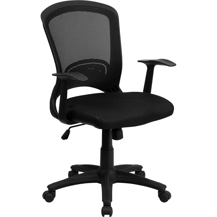 Mid-Back Designer Black Mesh Swivel Task Office Chair With Arms By Flash Furniture | Office Chairs | Modishstore - 1