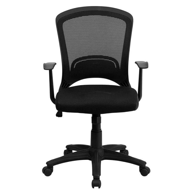 Mid-Back Designer Black Mesh Swivel Task Office Chair With Arms By Flash Furniture | Office Chairs | Modishstore - 4