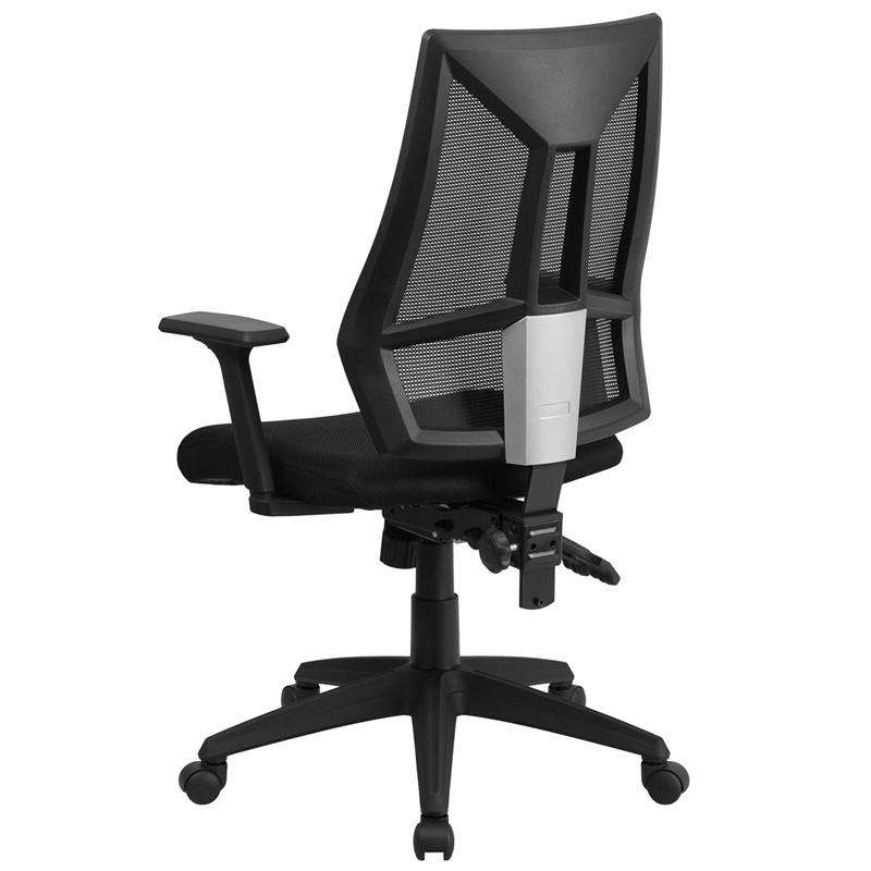 High Back Black Mesh Multifunction Swivel Ergonomic Task Office Chair With Adjustable Arms By Flash Furniture | Office Chairs | Modishstore - 3