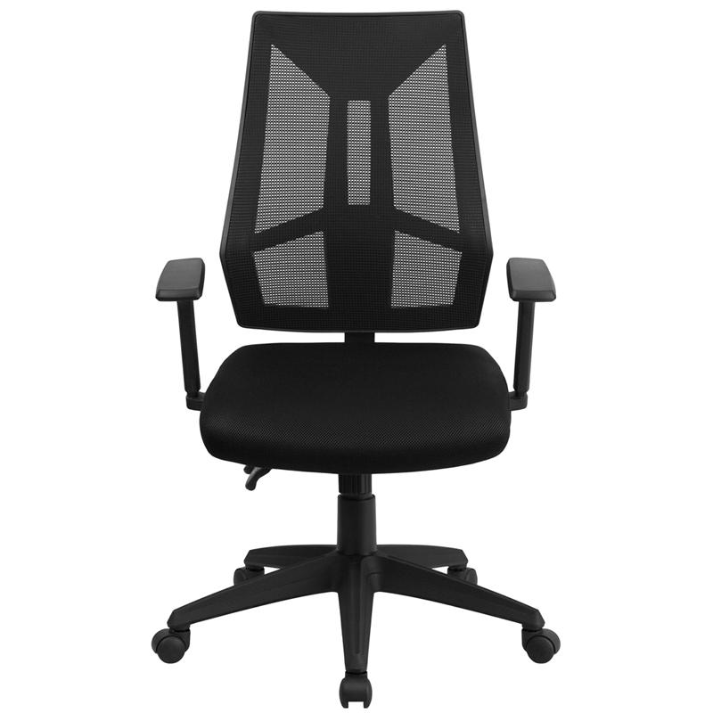 HomeRoots High Back and Neck Support Black Mesh Office Chair in the Office  Chairs department at