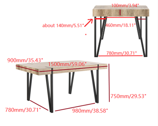 Safavieh Alyssa Rustic Midcentury Wood Top Dining Table | Dining Tables | Modishstore - 4