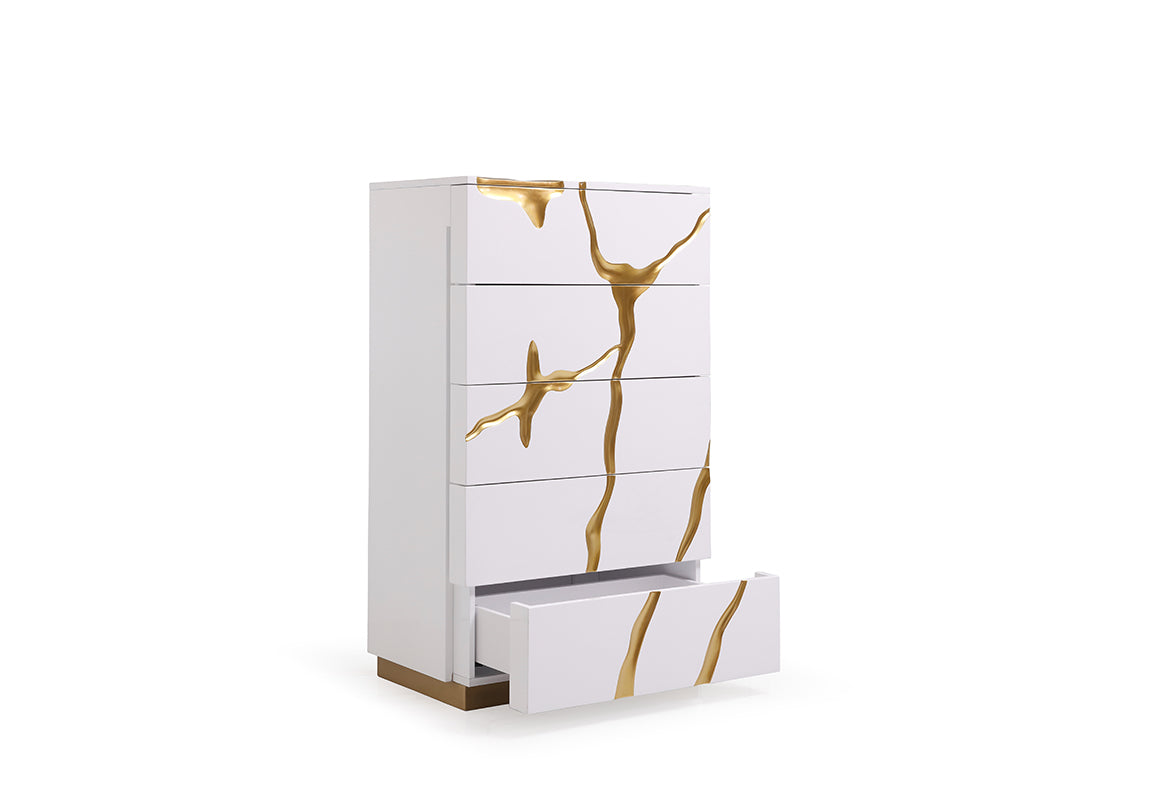 Modrest Aspen Modern White & Gold Chest | Drawers | Modishstore - 3