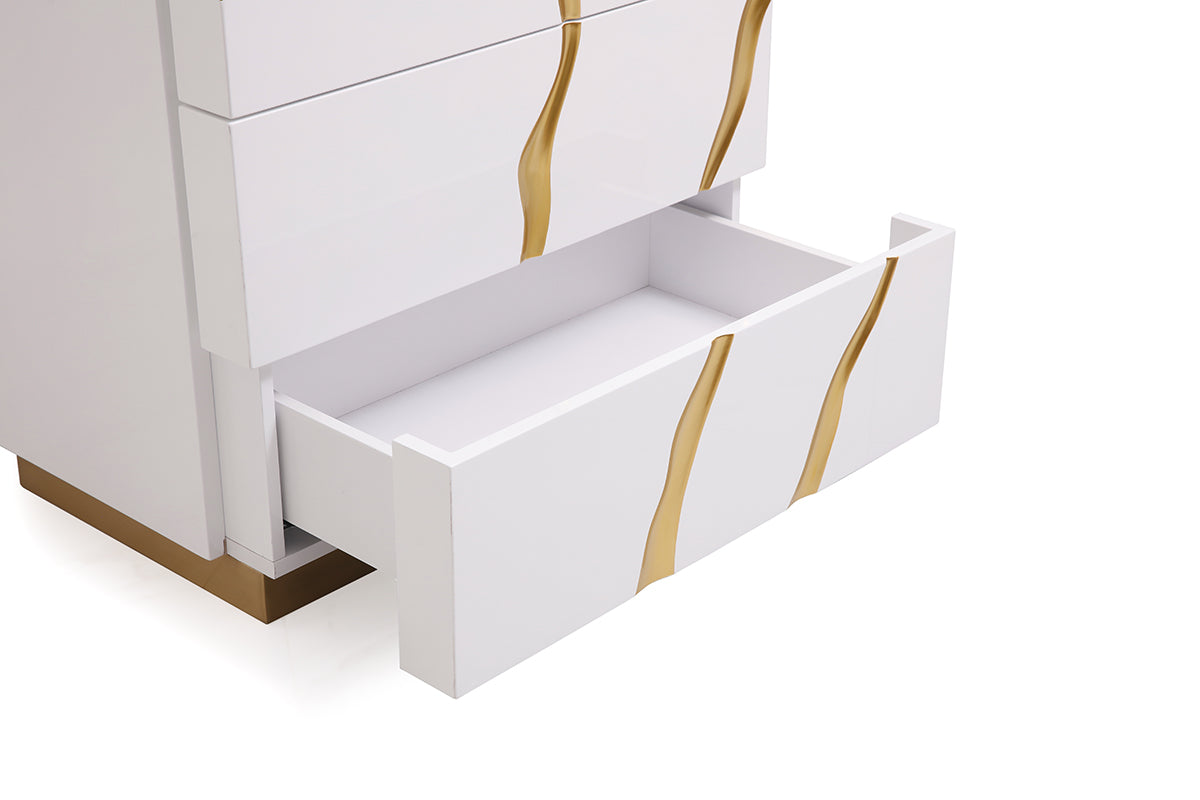 Modrest Aspen Modern White & Gold Chest | Drawers | Modishstore - 4