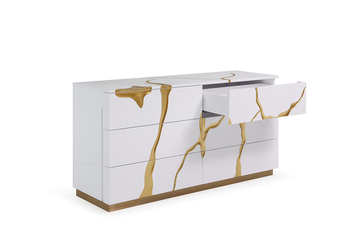 Modrest aspen modern white & gold store tv stand