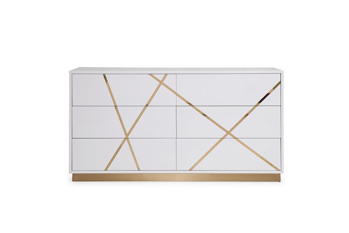 Modrest Nixa  Modern White & Gold Dresser | Dressers | Modishstore - 2