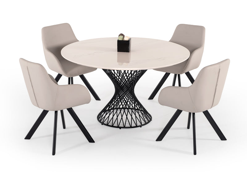 Modrest Joyce Modern Round White Cultured Marble Dining Table | Dining Tables | Modishstore - 1