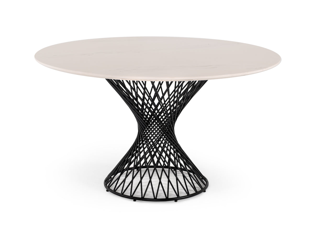 Modrest Joyce Modern Round White Cultured Marble Dining Table | Dining Tables | Modishstore - 2