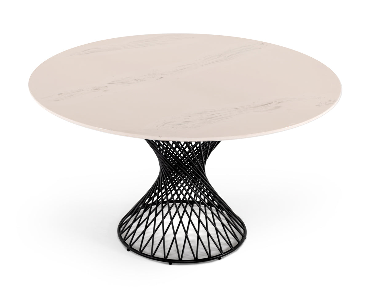 Modrest Joyce Modern Round White Cultured Marble Dining Table | Dining Tables | Modishstore - 3