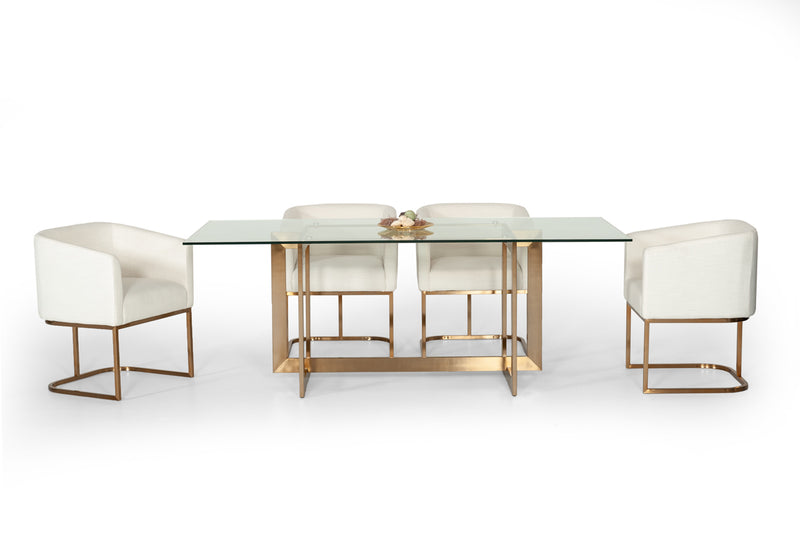 Modrest Keaton Modern Glass & Brass Dining Table | Dining Tables | Modishstore - 1