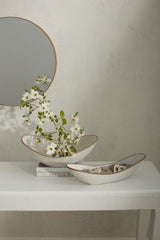 Kelyfos White Flower Bowl/ Serving Bowl by Accent Decor