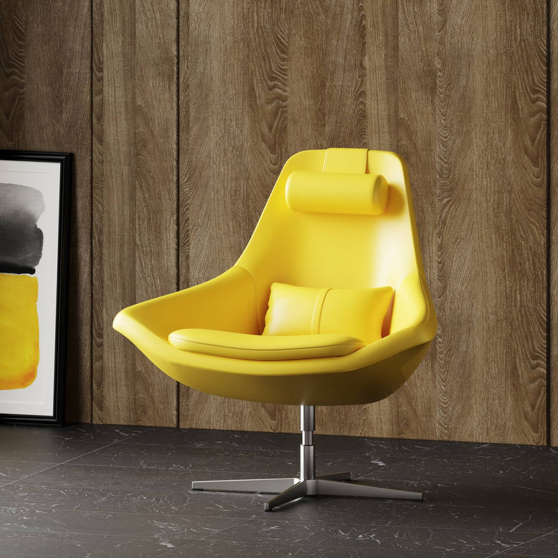 Modern Kenora - Modern Yellow Eco-Leather Accent Chair | Lounge Chairs | Modishstore - 1