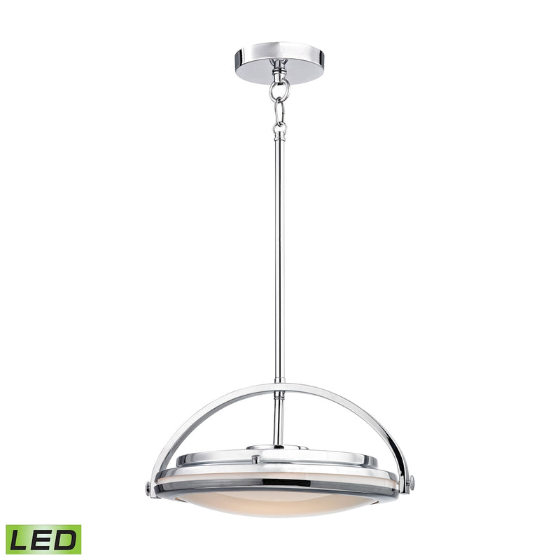 Quincy 1-Light Pendant in Chrome with White Glass Diffuser - Integrated LED ELK Lighting | Pendant Lamps | Modishstore