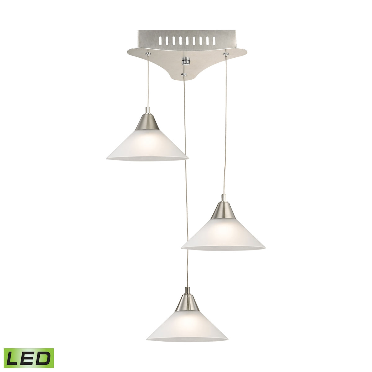 Cono Triple Led Pendant Complete with White Glass Shade and Holder ELK Lighting | Pendant Lamps | Modishstore