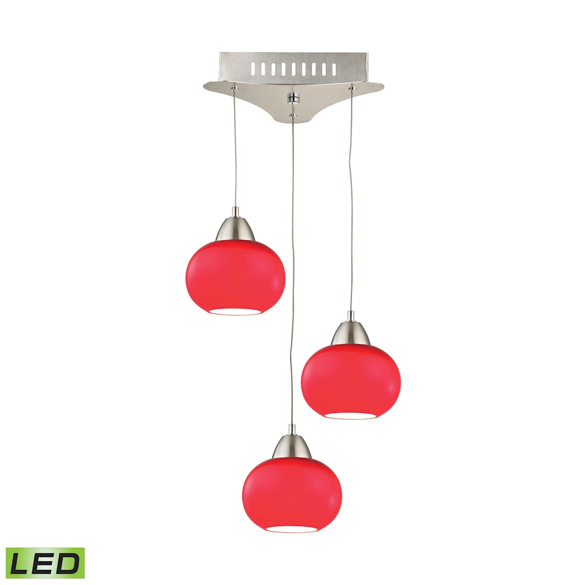 Ciotola Triple Led Pendant Complete with Red Glass Shade and Holder ELK Lighting