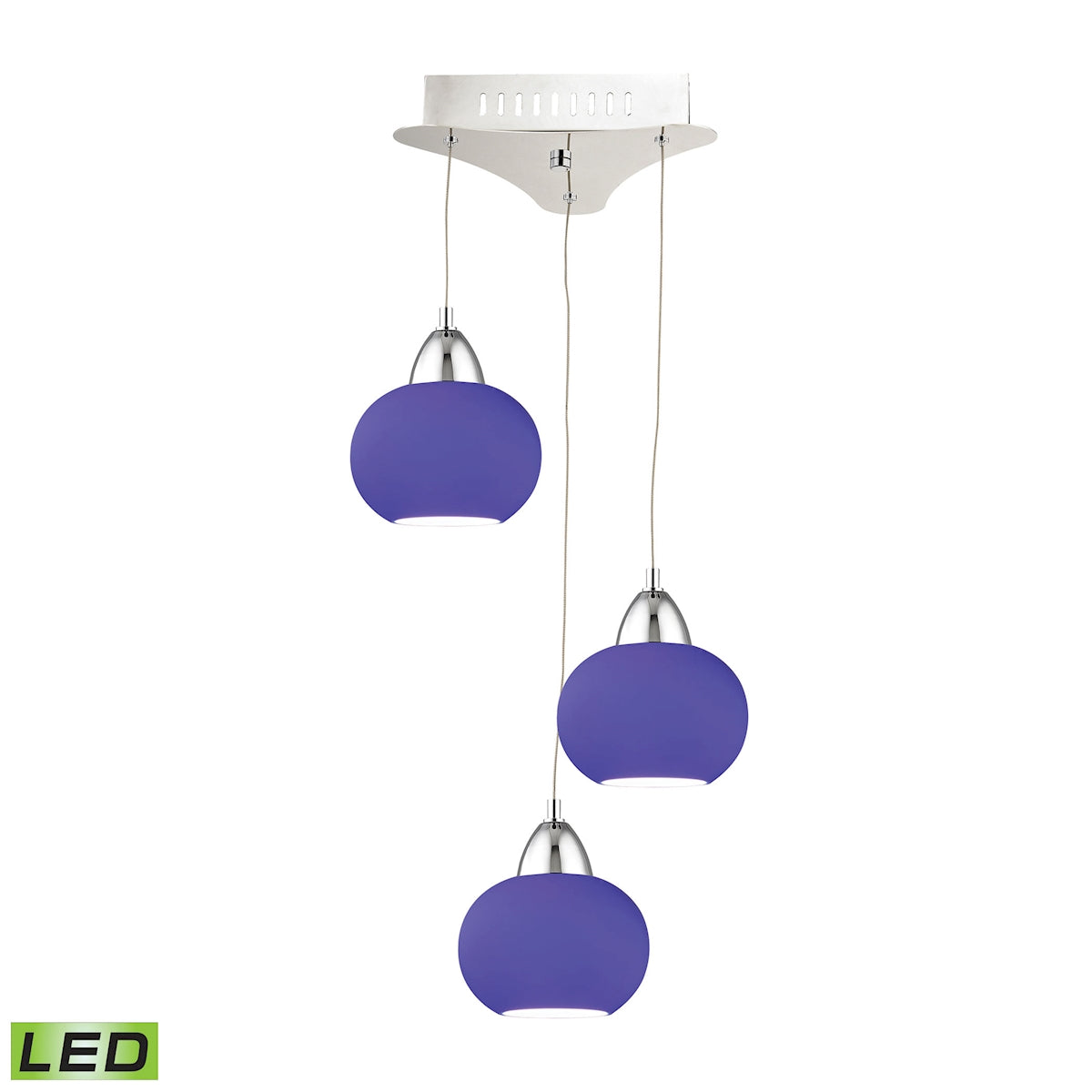 Ciotola Triple Led Pendant Complete with Blue Glass Shade and Holder ELK Lighting LCA403-7-15 | Pendant Lamps | Modishstore