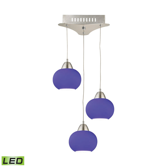 Ciotola Triple Led Pendant Complete with Blue Glass Shade and Holder ELK Lighting LCA403-7-16M | Pendant Lamps | Modishstore