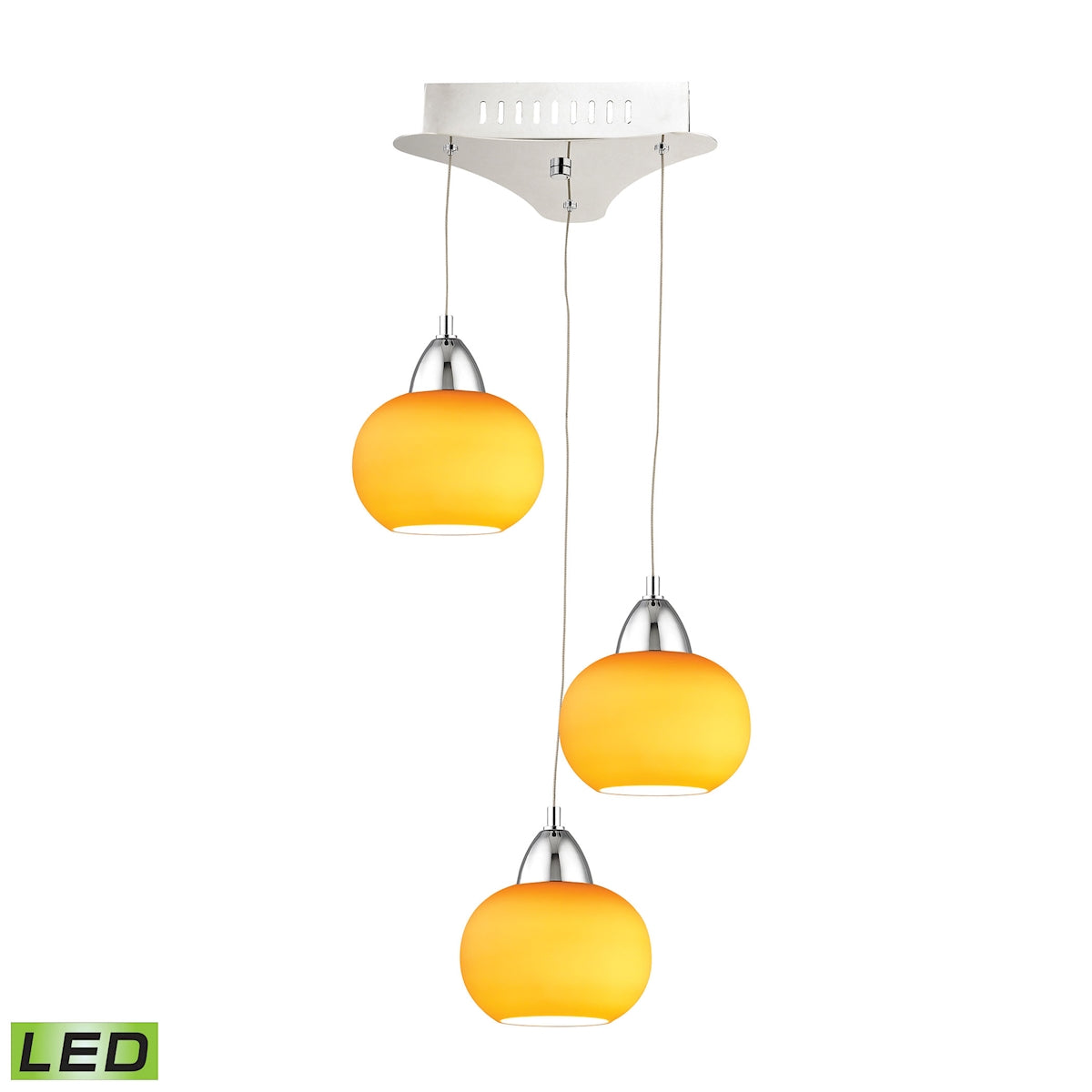 Ciotola Triple Led Pendant Complete with Yellow Glass Shade and Holder ELK Lighting LCA403-8-15 | Pendant Lamps | Modishstore