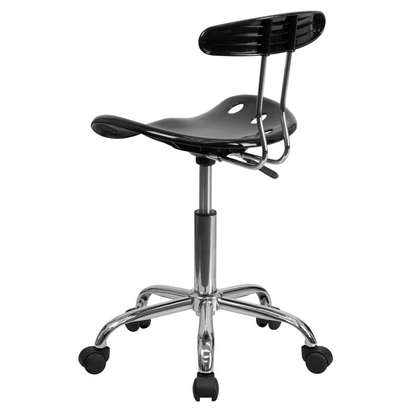 Flash Furniture Vibrant Black and Chrome Task Chair with Tractor Seat