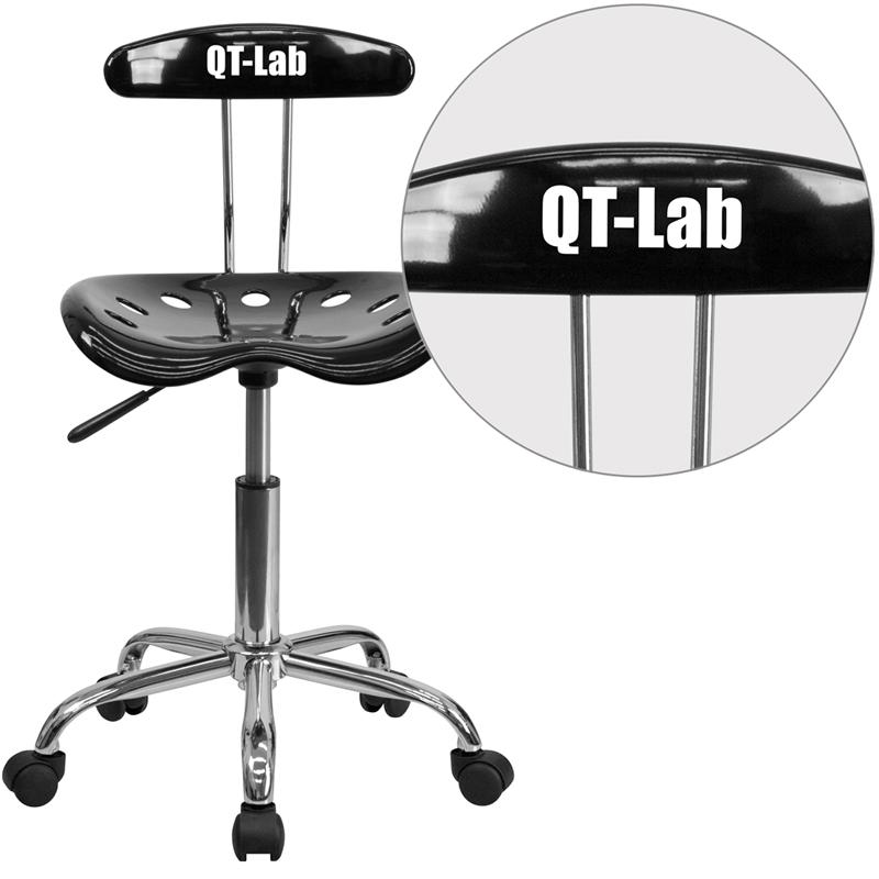 Personalized Vibrant Black And Chrome Swivel Task Office Chair With Tractor Seat By Flash Furniture | Office Chairs | Modishstore - 1