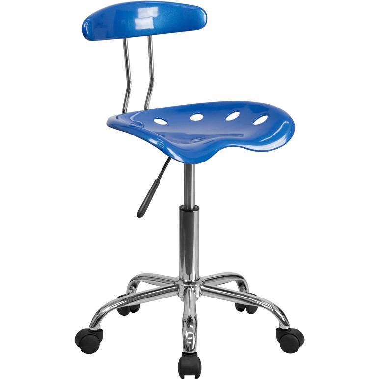 Vibrant Bright Blue And Chrome Swivel Task Office Chair With Tractor Seat By Flash Furniture | Office Chairs | Modishstore - 1