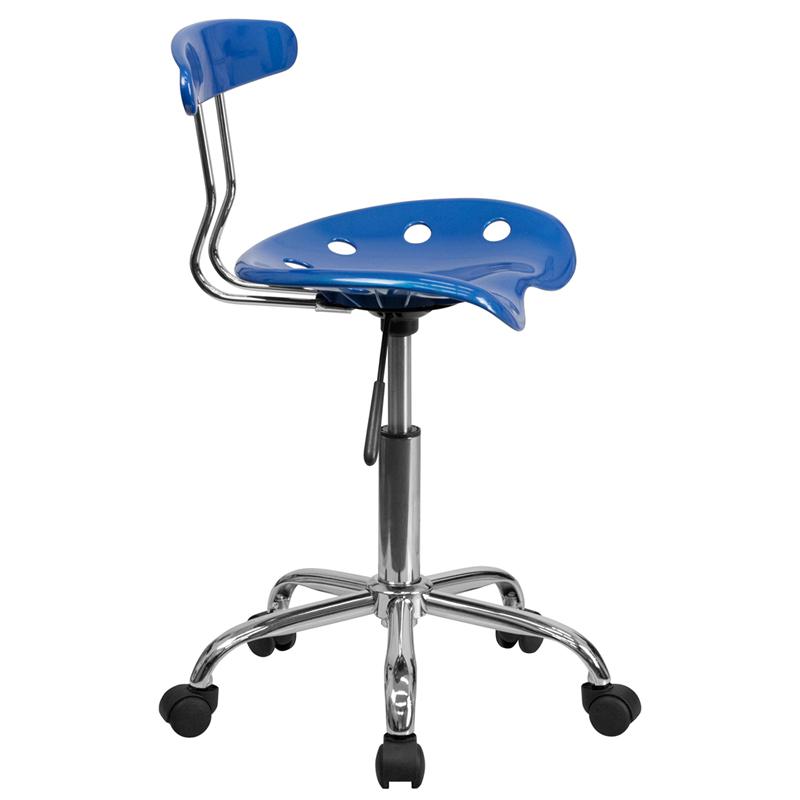 Vibrant Bright Blue And Chrome Swivel Task Office Chair With Tractor Seat By Flash Furniture | Office Chairs | Modishstore - 2