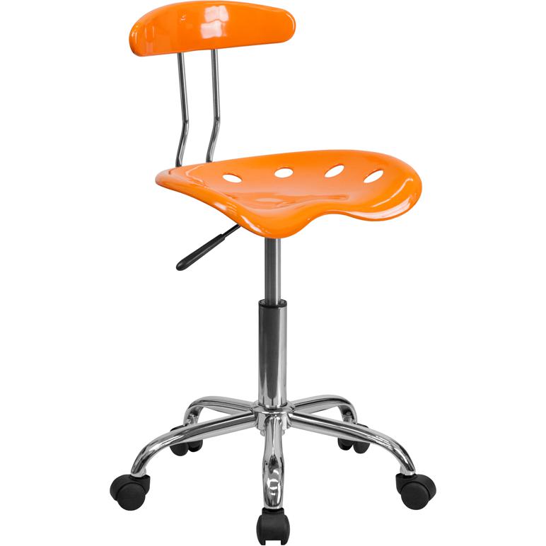 Vibrant Orange And Chrome Swivel Task Office Chair With Tractor Seat By Flash Furniture | Office Chairs | Modishstore - 1