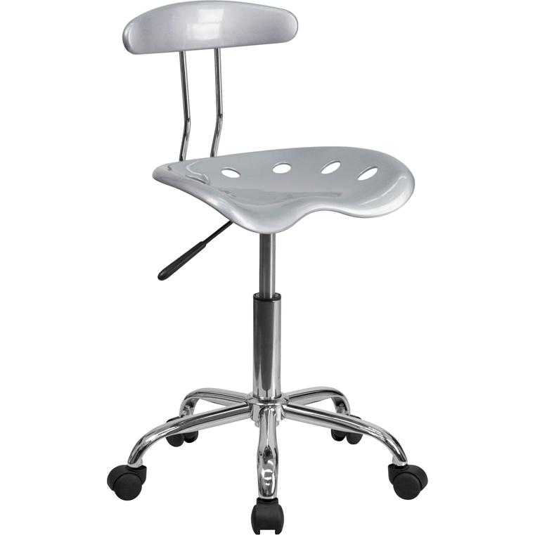 Vibrant Silver And Chrome Swivel Task Office Chair With Tractor Seat By Flash Furniture | Office Chairs | Modishstore - 1