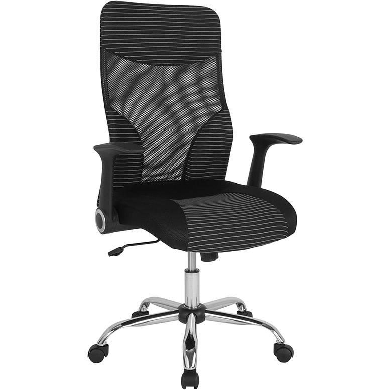 Milford High Back Ergonomic Office Chair With Contemporary Mesh Design In Black And White By Flash Furniture | Office Chairs | Modishstore - 1