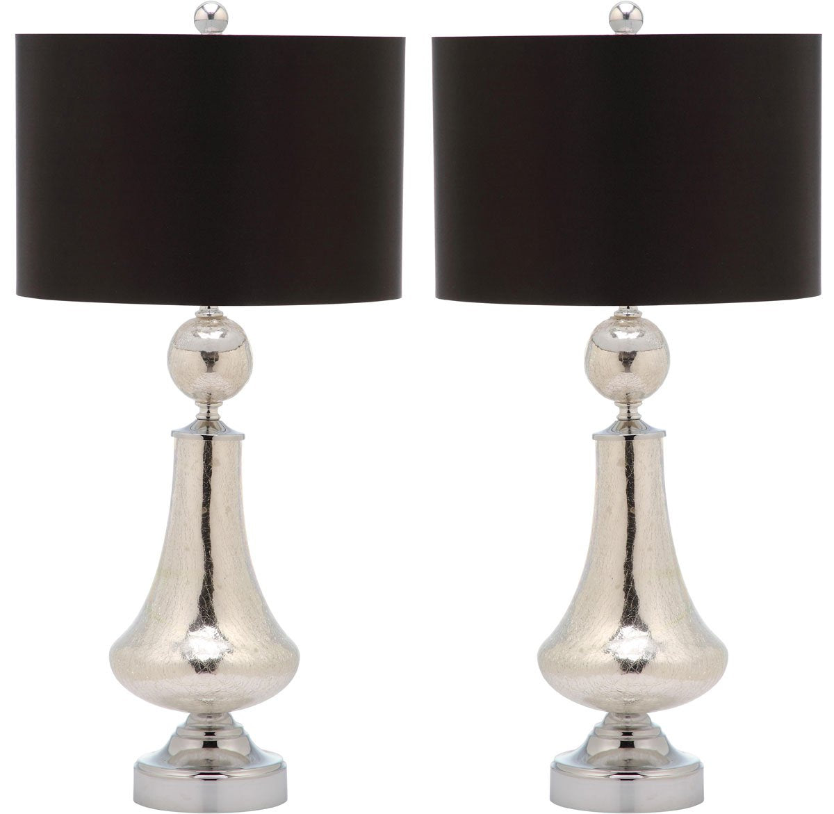 Safavieh Mercury 25.5-Inch H Crackle Glass Table Lamp/Black Satin Shade Set Of 2 - Ivory | Table Lamps | Modishstore - 2