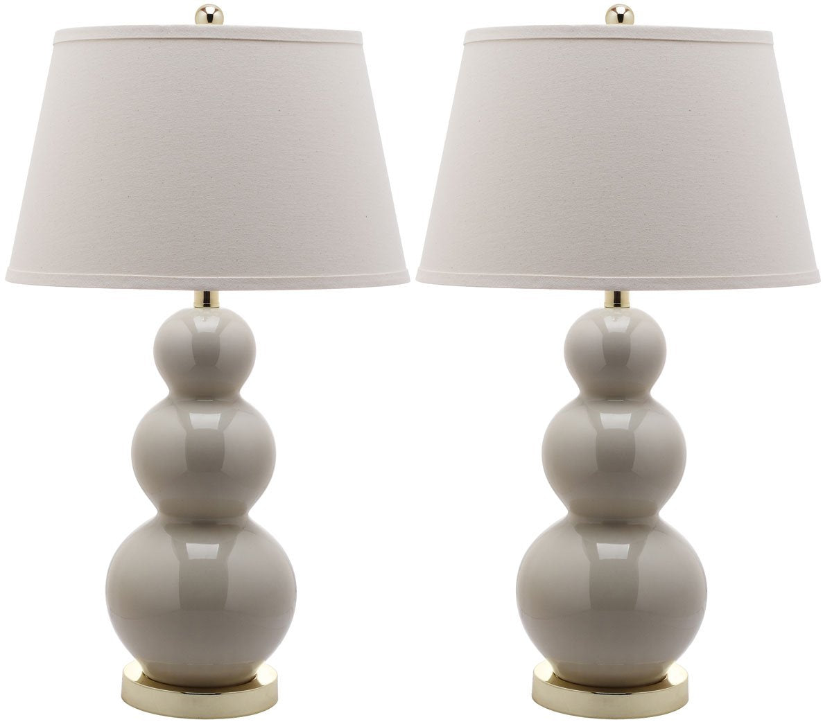 Safavieh Pamela 28-Inch H Triple Gourd Ceramic Lamp Set Of 2 - Light Grey | Table Lamps | Modishstore - 2