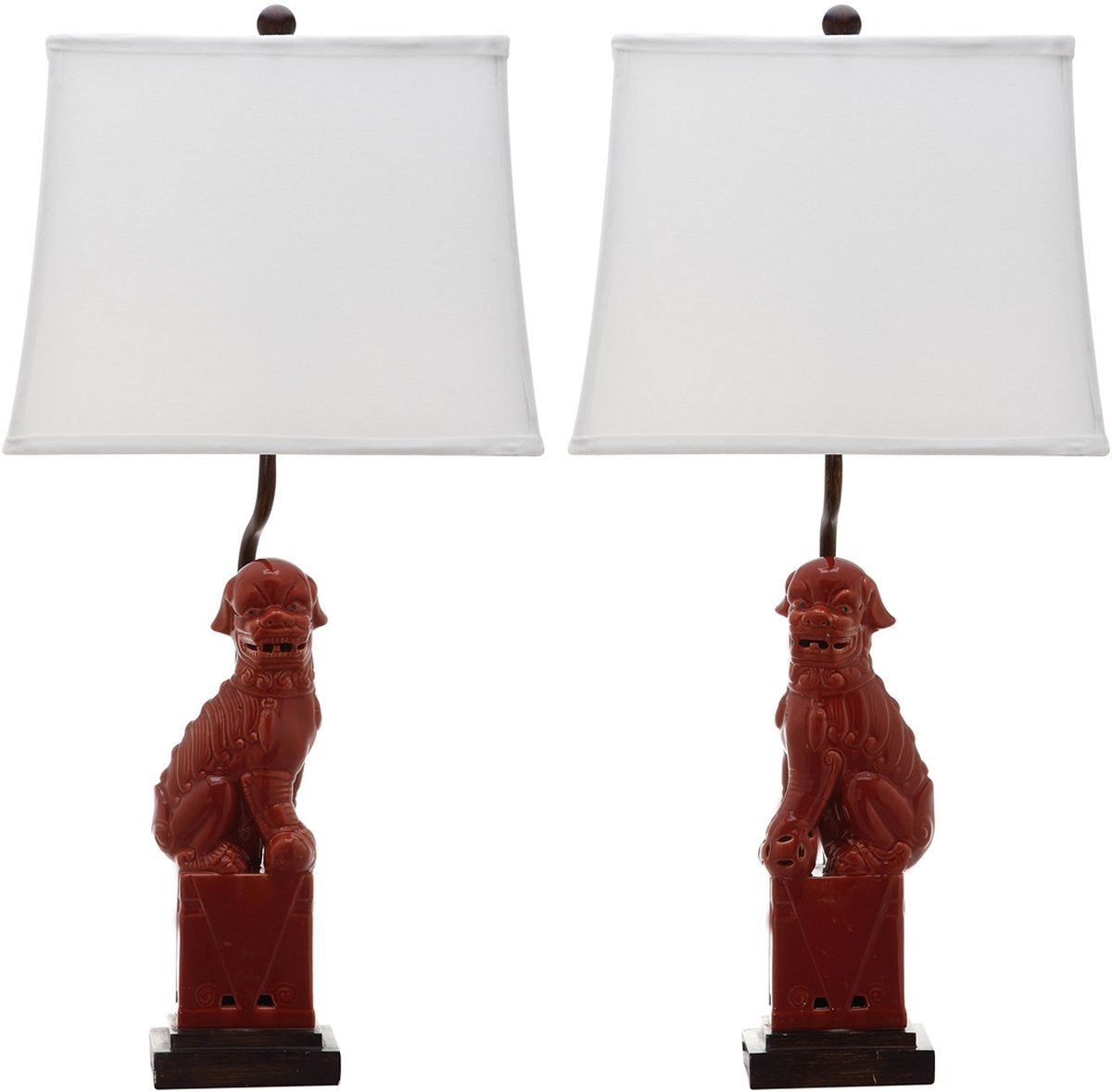 Safavieh Foo 28.5-Inch H Dog Table Lamp Set Of 2 - Red | Table Lamps | Modishstore - 2