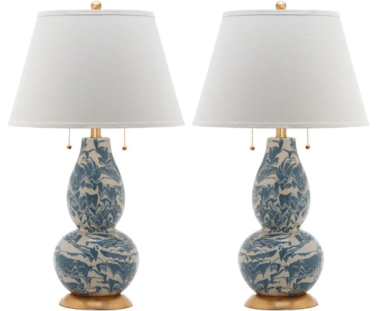 Safavieh Color Swirls 28-Inch H Glass Table Lamp Set Of 2 - Light Blue | Table Lamps | Modishstore